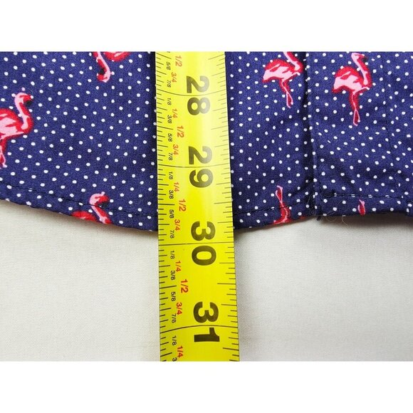 Molokai Medium Men Navy White Polka Dots Flamingo Short Sleeve Button Down Shirt - Picture 9 of 11